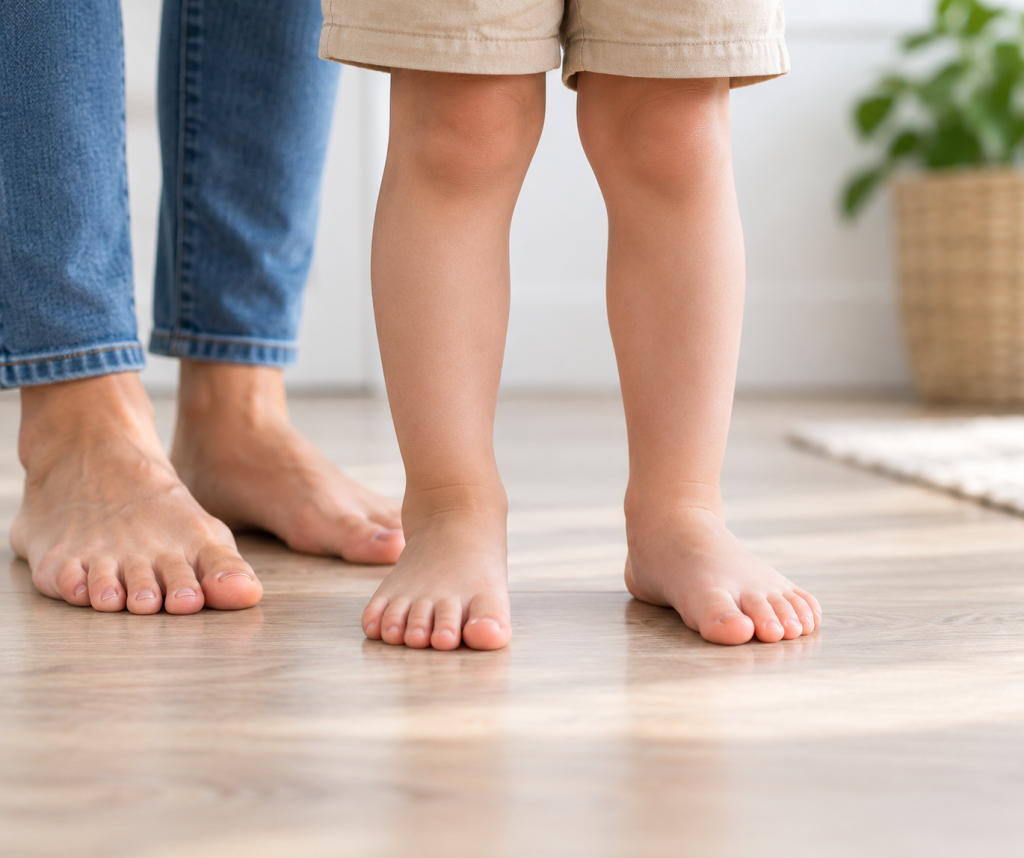 Child’s feet during a pediatric foot assessment