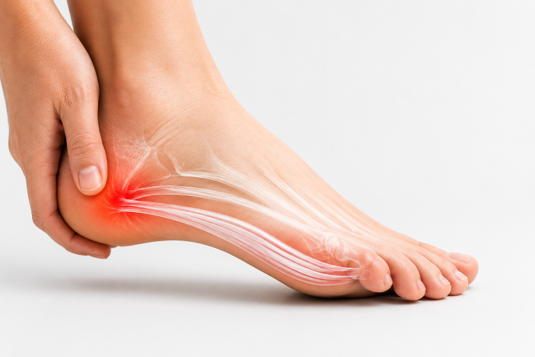 Plantar fascia and heel pain associated with plantar fasciitis