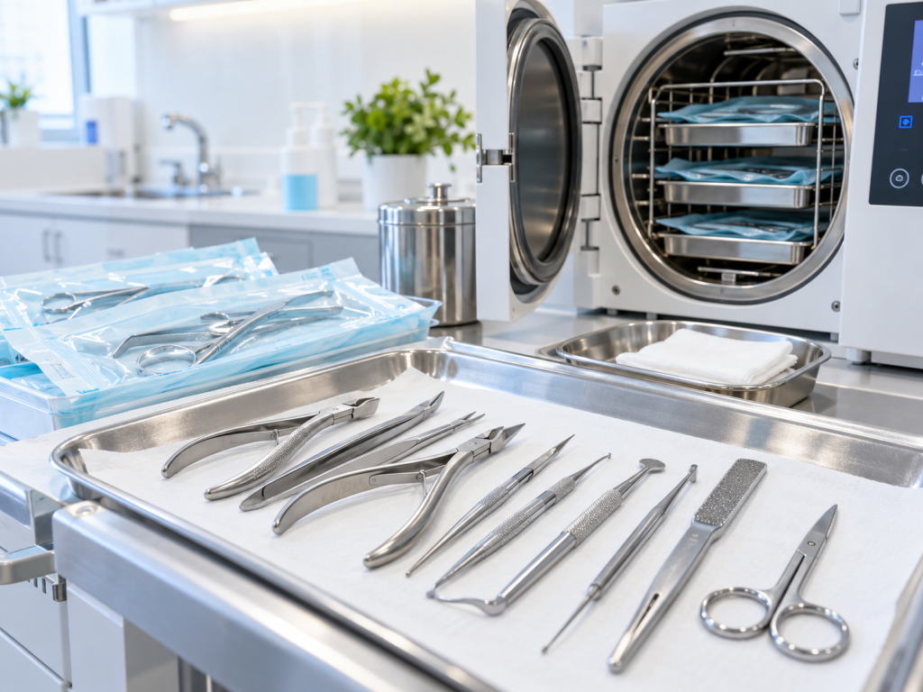 Autoclaved instruments used for medical pedicure services in Calgary