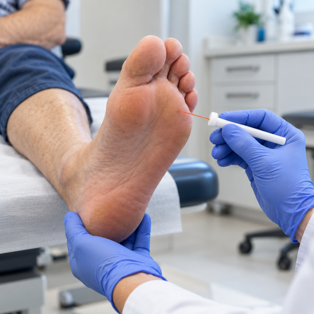 Peripheral neuropathy foot sensation assessment